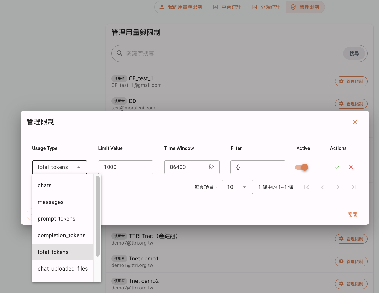 用量管理8